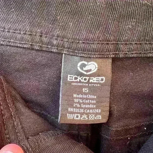 Y2K Womens Echo Red Navy Jeans Size 15 Straight Low Rise Stretch - Picture 4 of 6